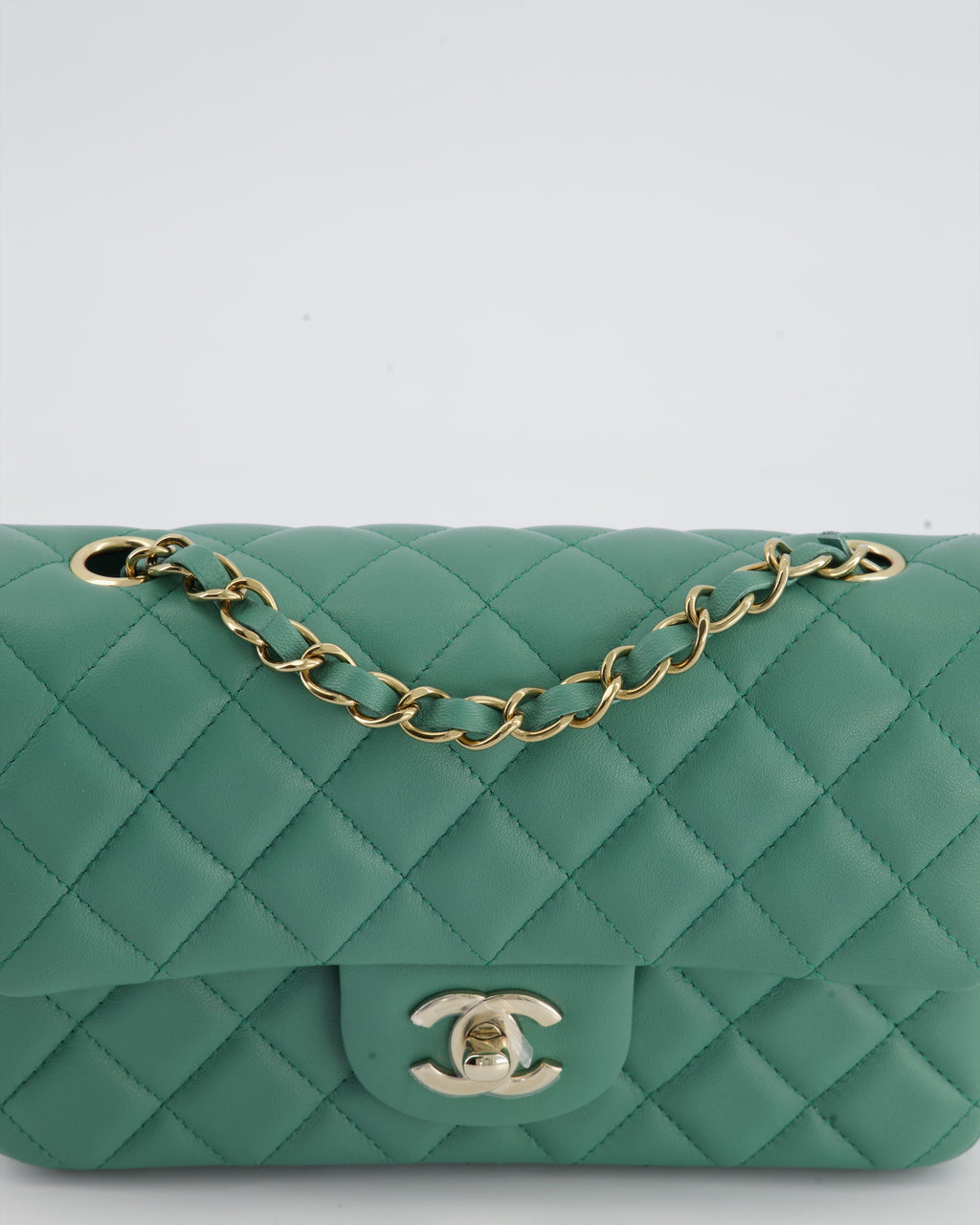 Chanel Green Mini Rectangular Bag in Lambskin Leather with  Champagne Gold Hardware