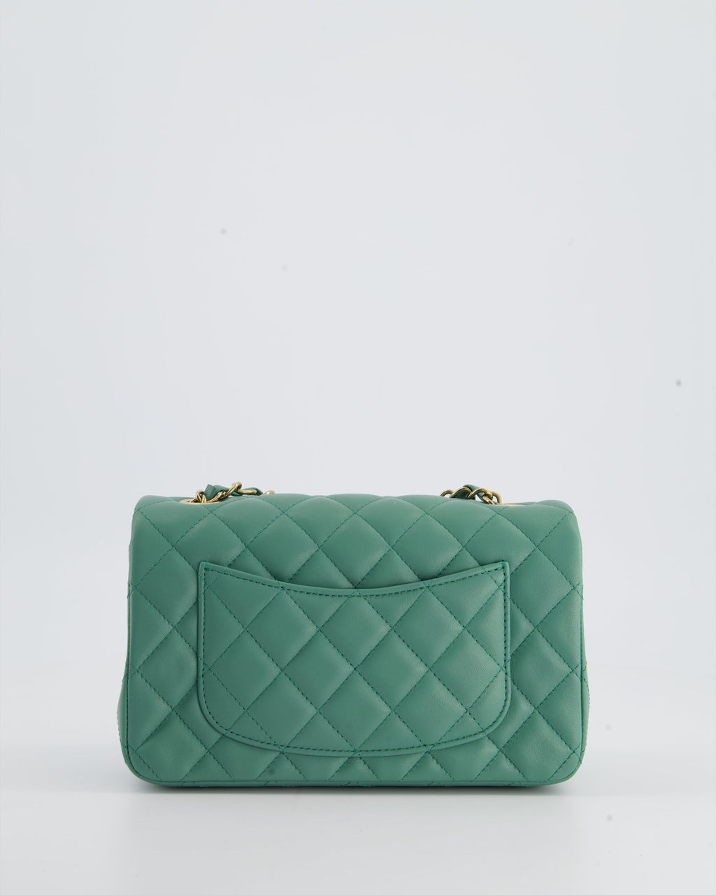 Chanel Green Mini Rectangular Bag in Lambskin Leather with  Champagne Gold Hardware