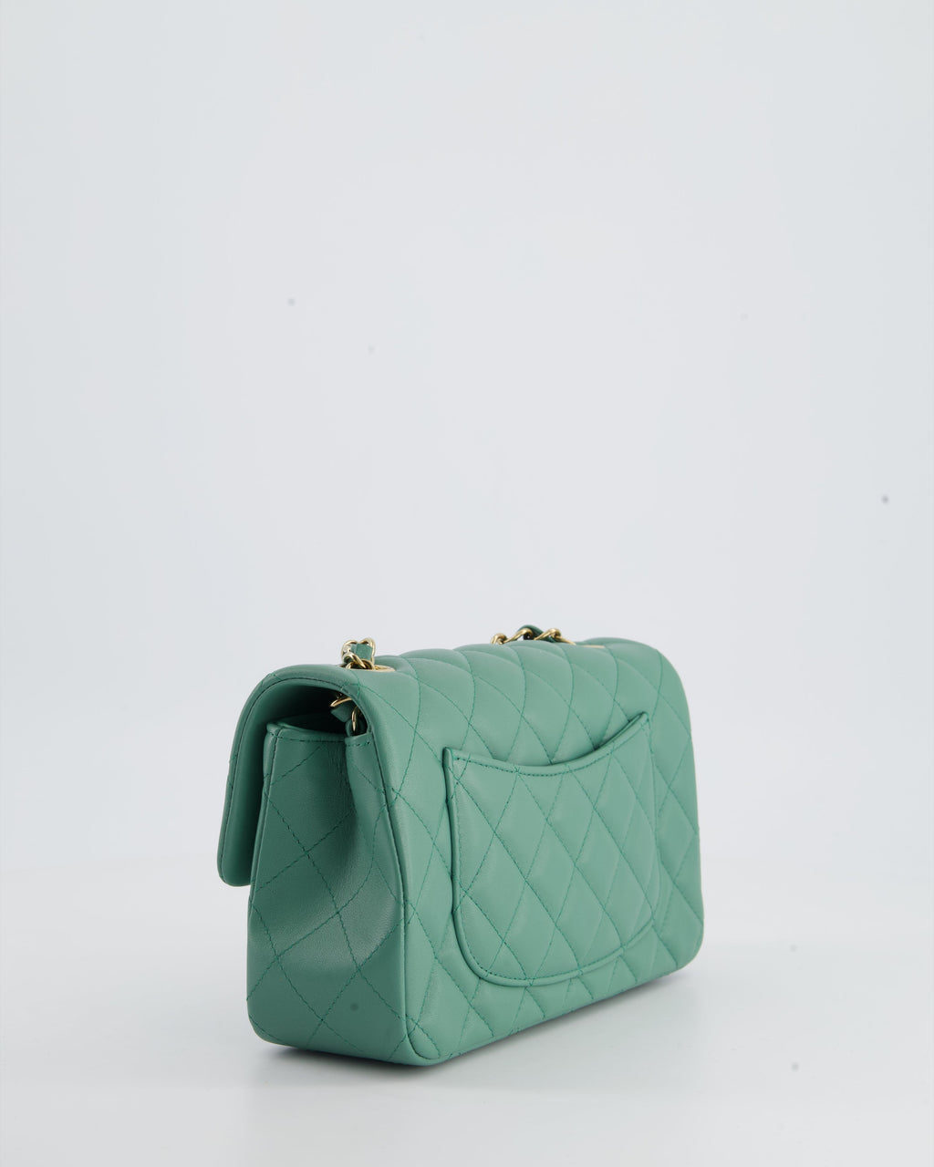Chanel Green Mini Rectangular Bag in Lambskin Leather with  Champagne Gold Hardware