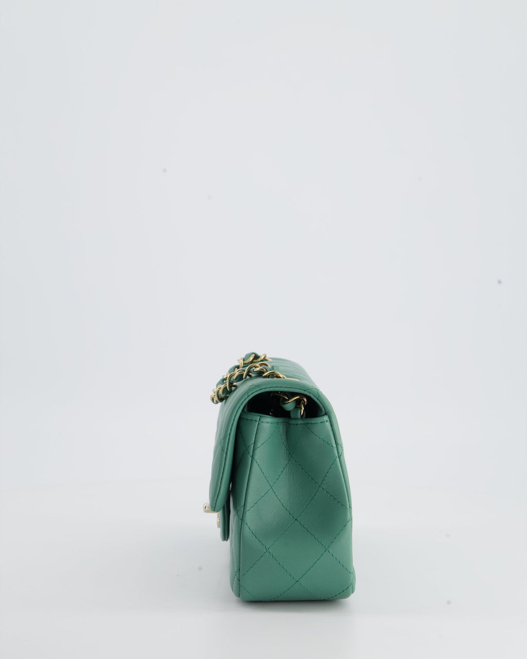 Chanel Green Mini Rectangular Bag in Lambskin Leather with  Champagne Gold Hardware