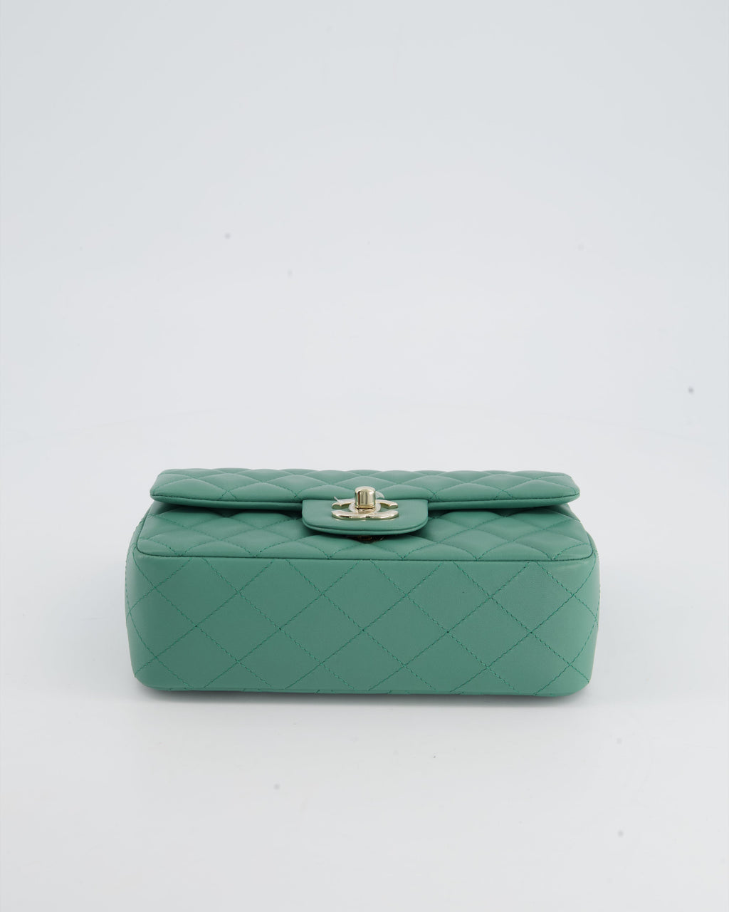 Chanel Green Mini Rectangular Bag in Lambskin Leather with  Champagne Gold Hardware