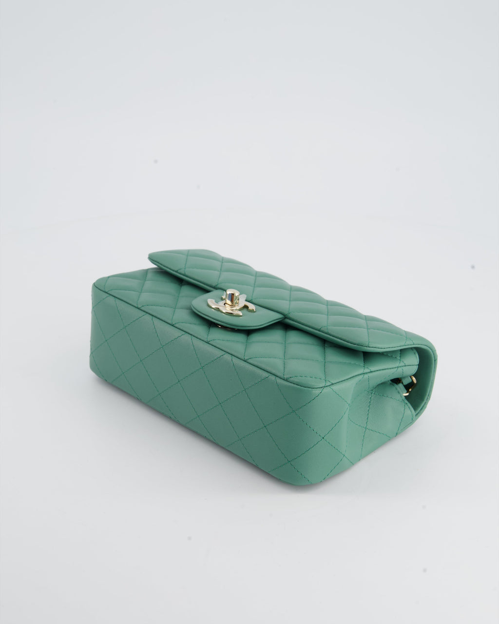 Chanel Green Mini Rectangular Bag in Lambskin Leather with  Champagne Gold Hardware
