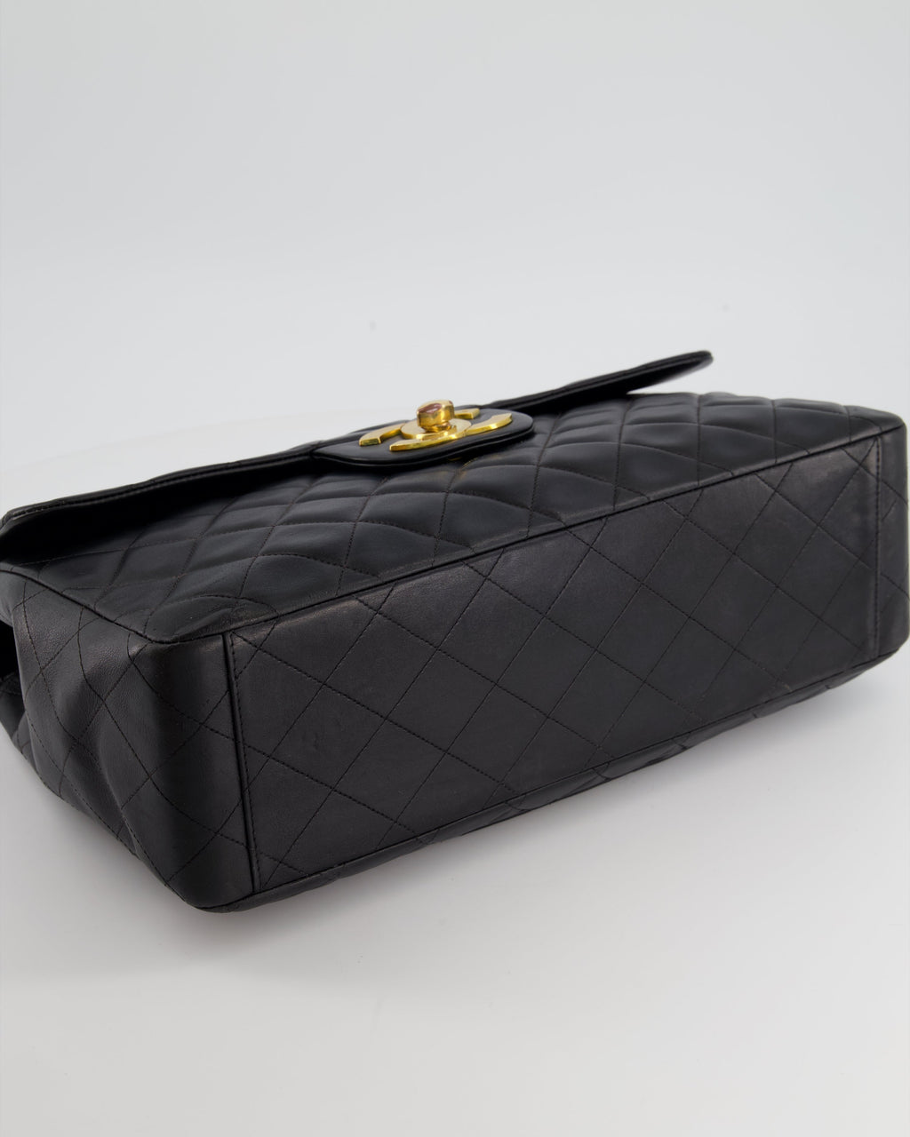 Chanel Navy Vintage Maxi Mademoiselle Single Flap Bag in Lambskin with 24K Gold Hardware