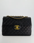 Chanel Navy Vintage Maxi Mademoiselle Single Flap Bag in Lambskin with 24K Gold Hardware