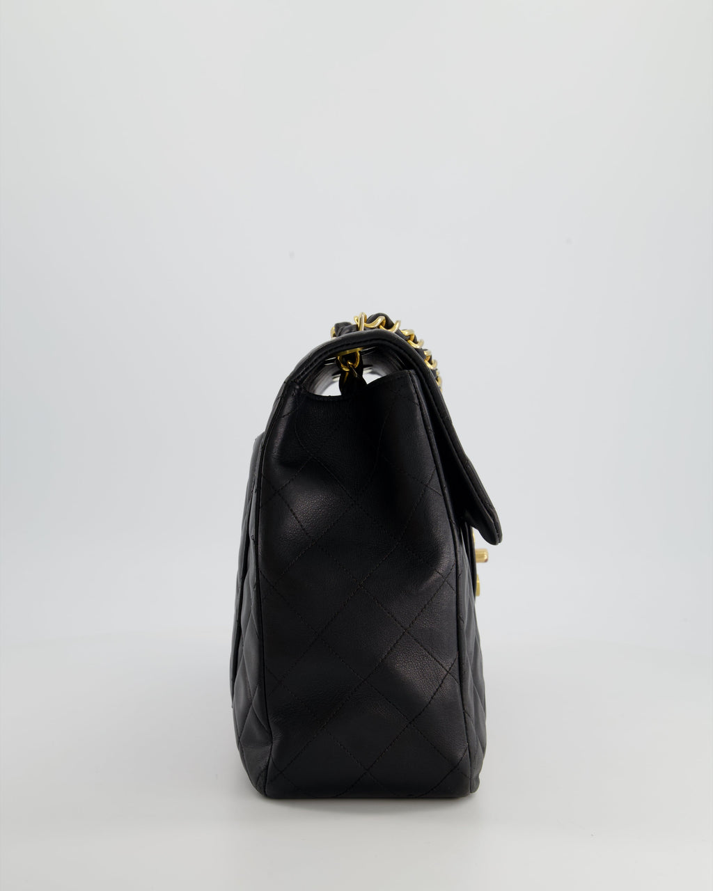 Chanel Navy Vintage Maxi Mademoiselle Single Flap Bag in Lambskin with 24K Gold Hardware