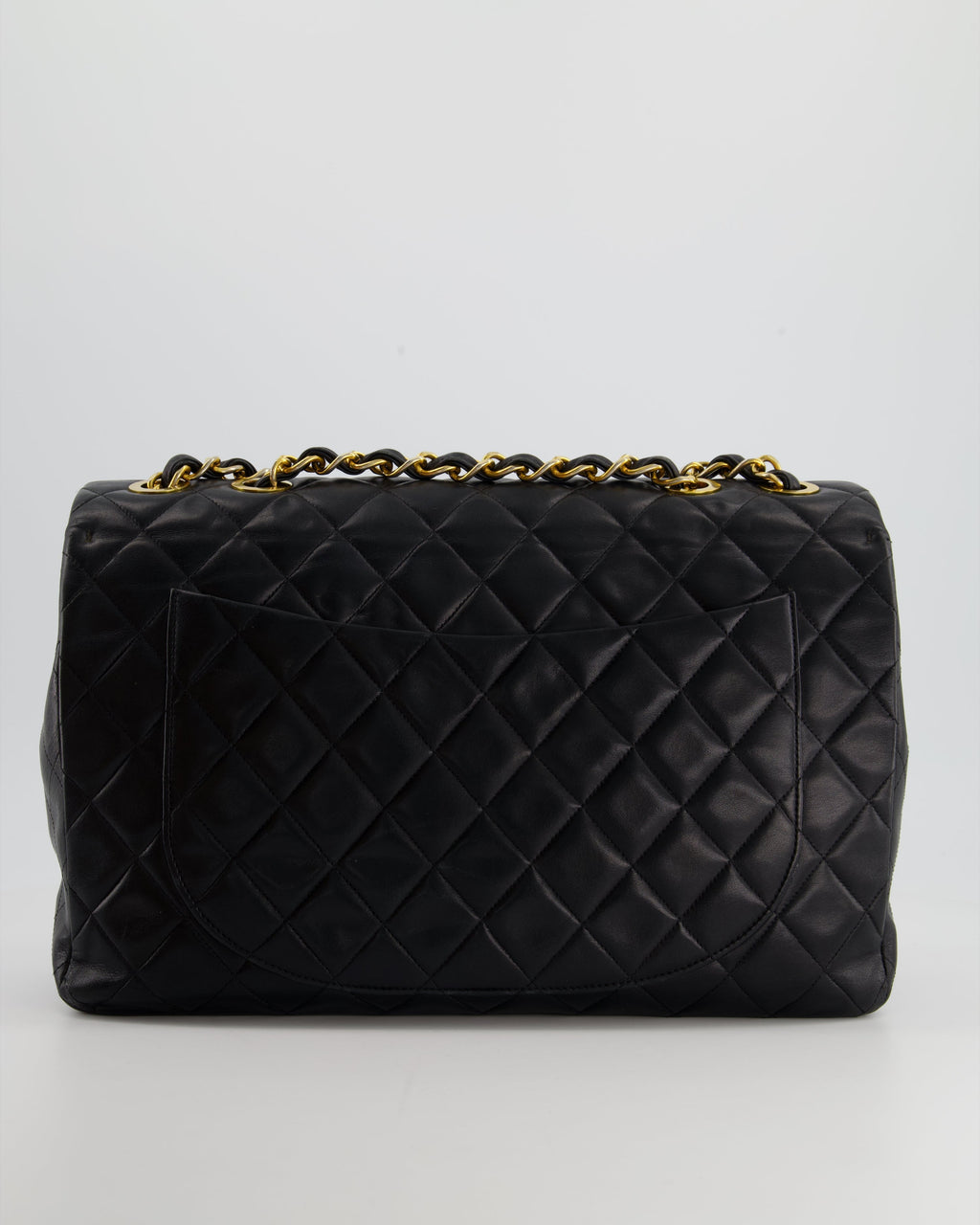 Chanel Navy Vintage Maxi Mademoiselle Single Flap Bag in Lambskin with 24K Gold Hardware