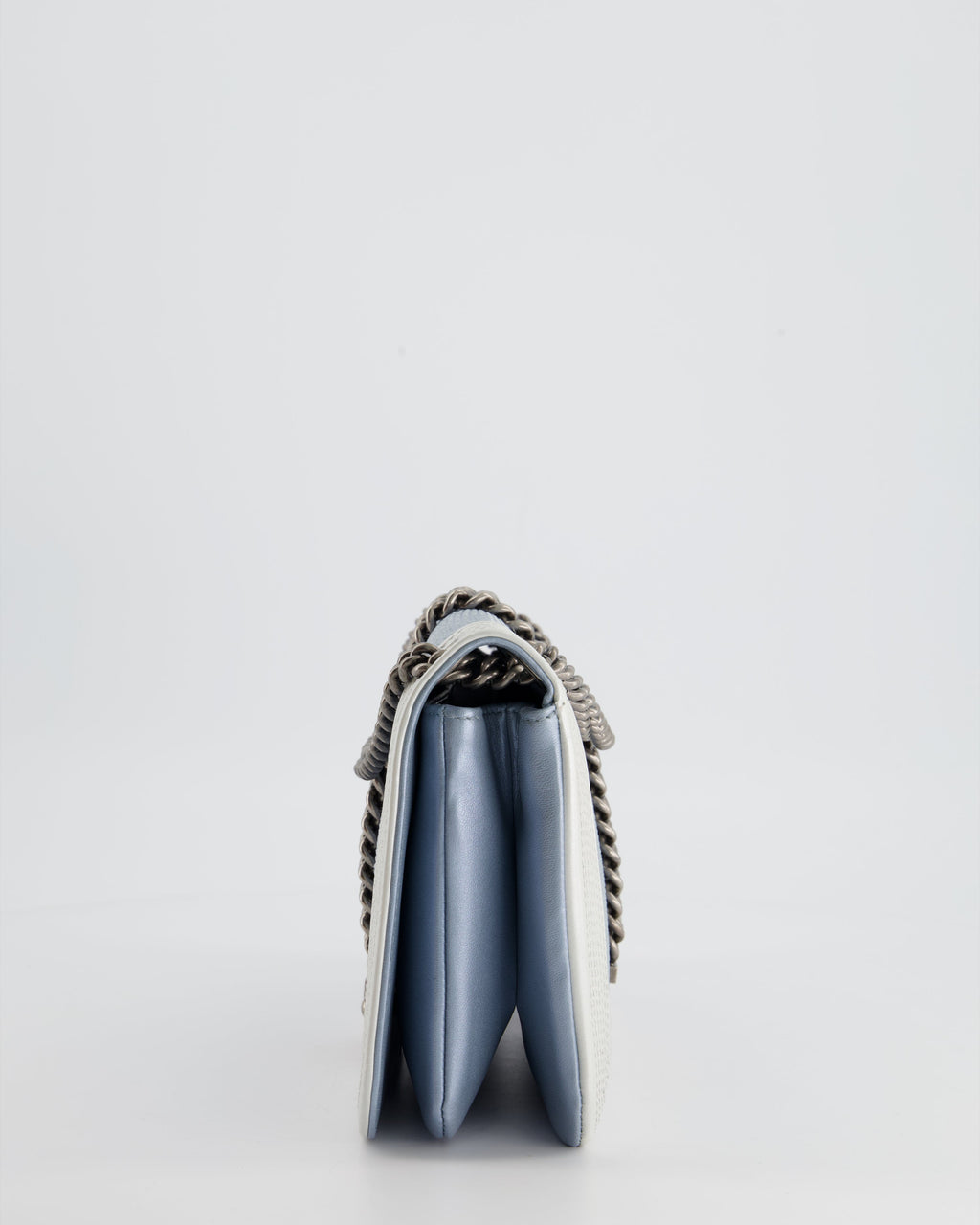 Chanel Metallic Baby Blue with Chain Detail Rock Boy Bag with Gunmetal Hardware Bag