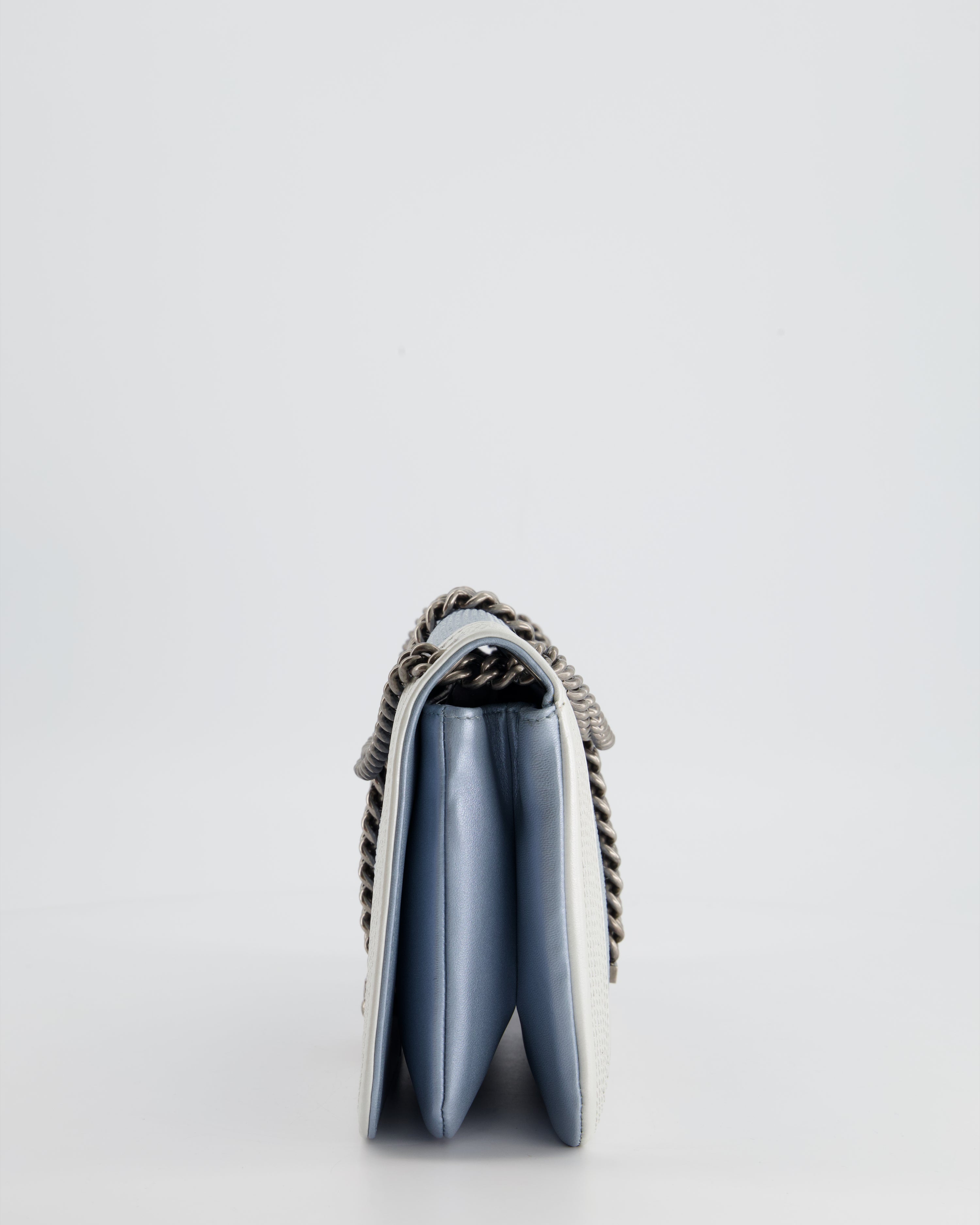 Chanel Metallic Baby Blue with Chain Detail Rock Boy Bag with Gunmetal Hardware Bag