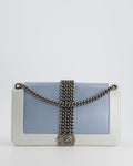 Chanel Metallic Baby Blue with Chain Detail Rock Boy Bag with Gunmetal Hardware Bag