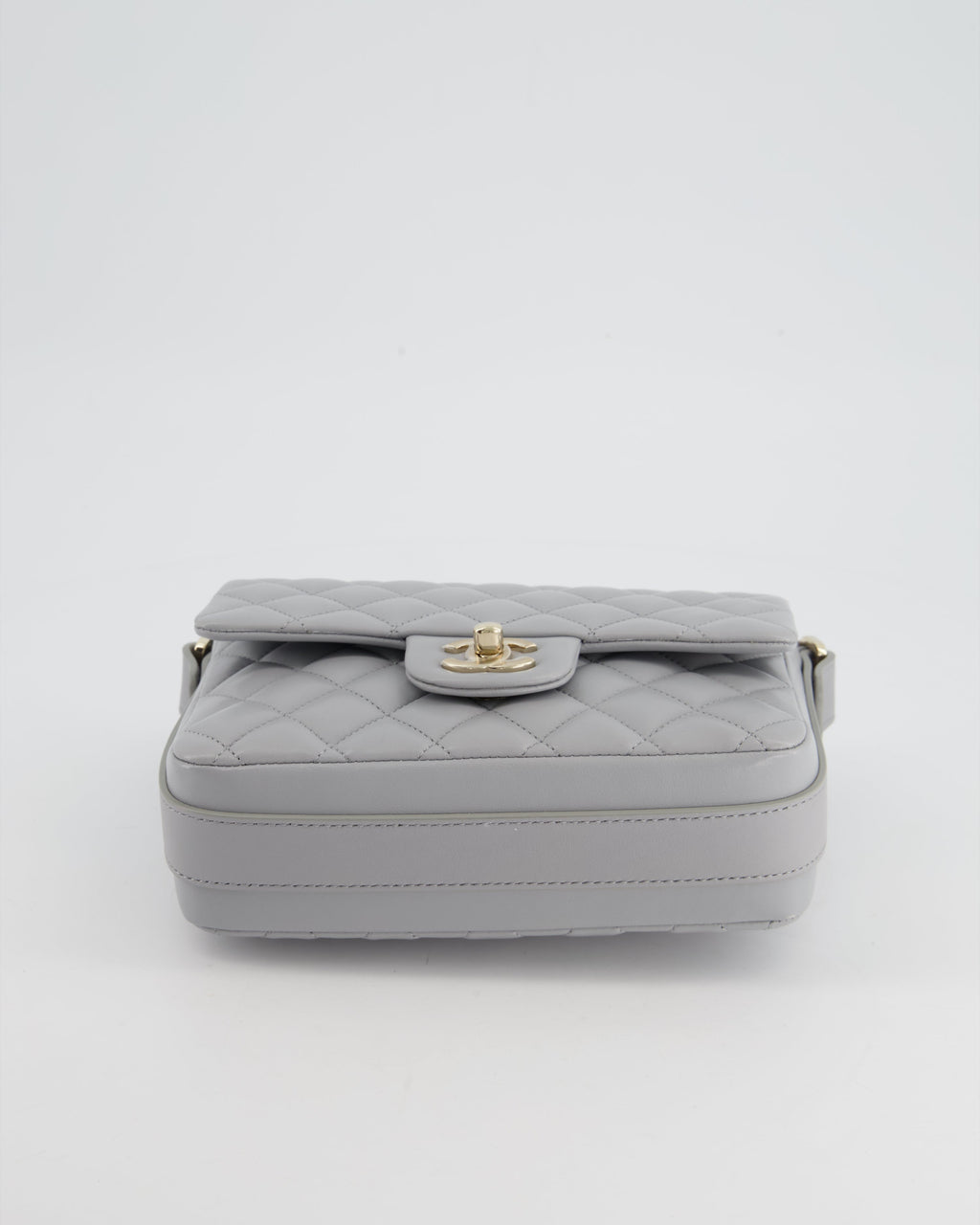 Chanel Wave Strap Bag In Dove Grey Lambskin with Champagne Gold Hardware