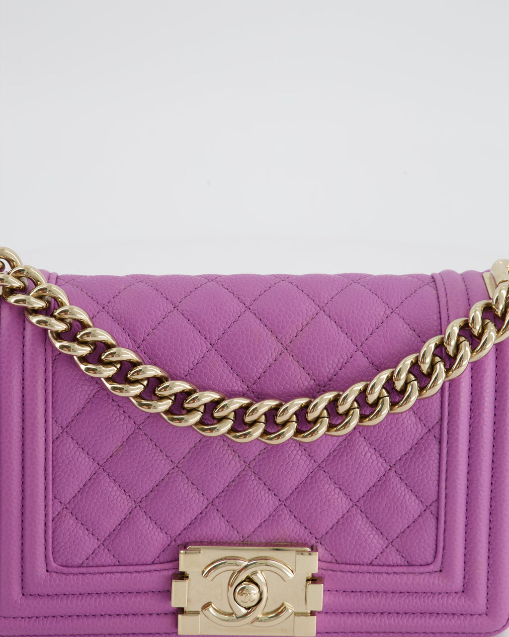 Chanel Purple Small Boy Bag in Lambskin Leather with Champagne Gold Hardware