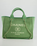 Chanel Pistachio Green Canvas Small Deauville Tote Bag with Champagne Gold Hardware