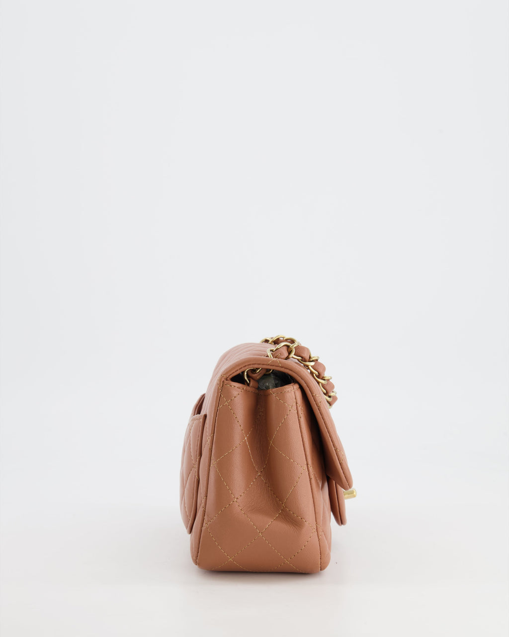 Chanel Caramel Mini Square Bag in Lambskin Leather with Champagne Gold Hardware