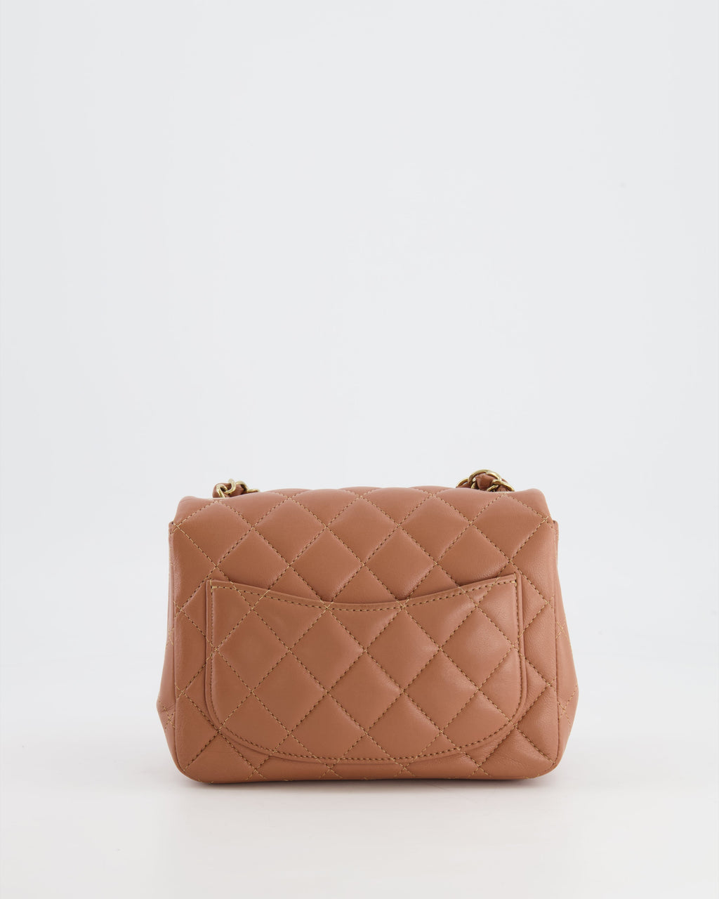 Chanel Caramel Mini Square Bag in Lambskin Leather with Champagne Gold Hardware
