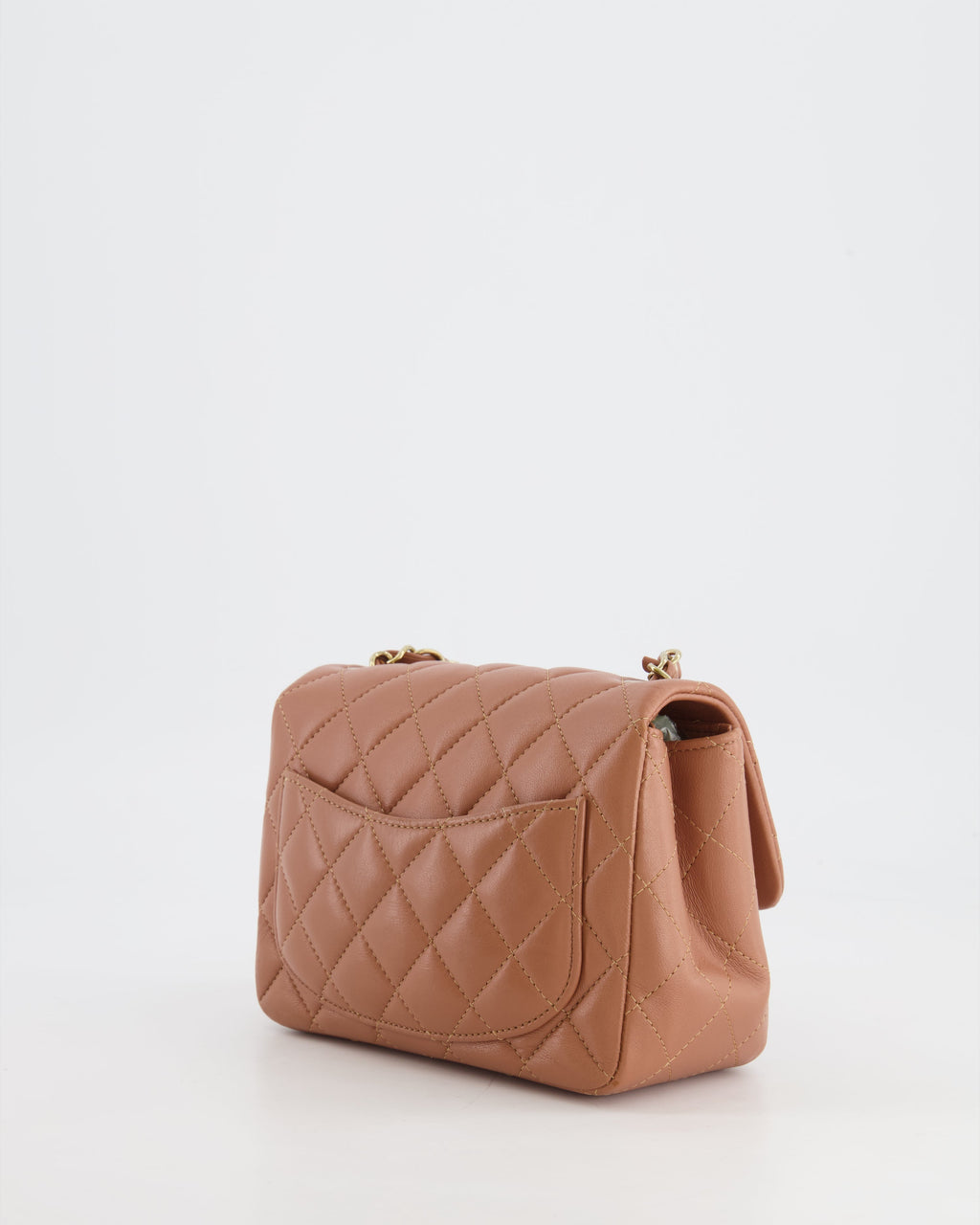 Chanel Caramel Mini Square Bag in Lambskin Leather with Champagne Gold Hardware