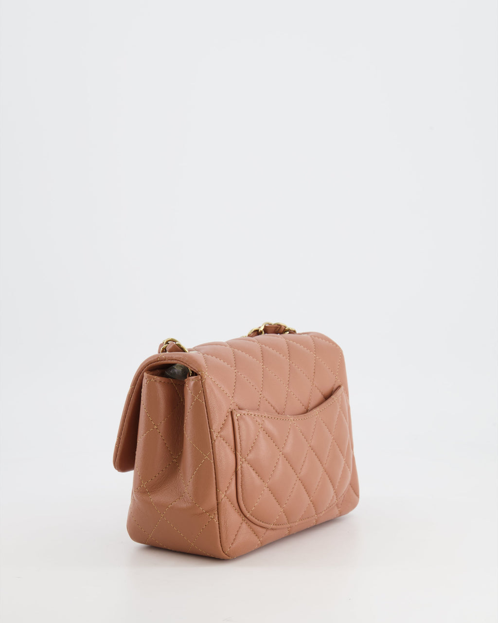 Chanel Caramel Mini Square Bag in Lambskin Leather with Champagne Gold Hardware