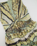 Gucci Pastel Green Printed Long Silk Dress with Gold Embellishments Size IT 38 (UK 6)