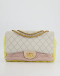 Chanel Large Jersey Reissue Pastel Yellow, Grey and Pink with Antique Gold Hardware