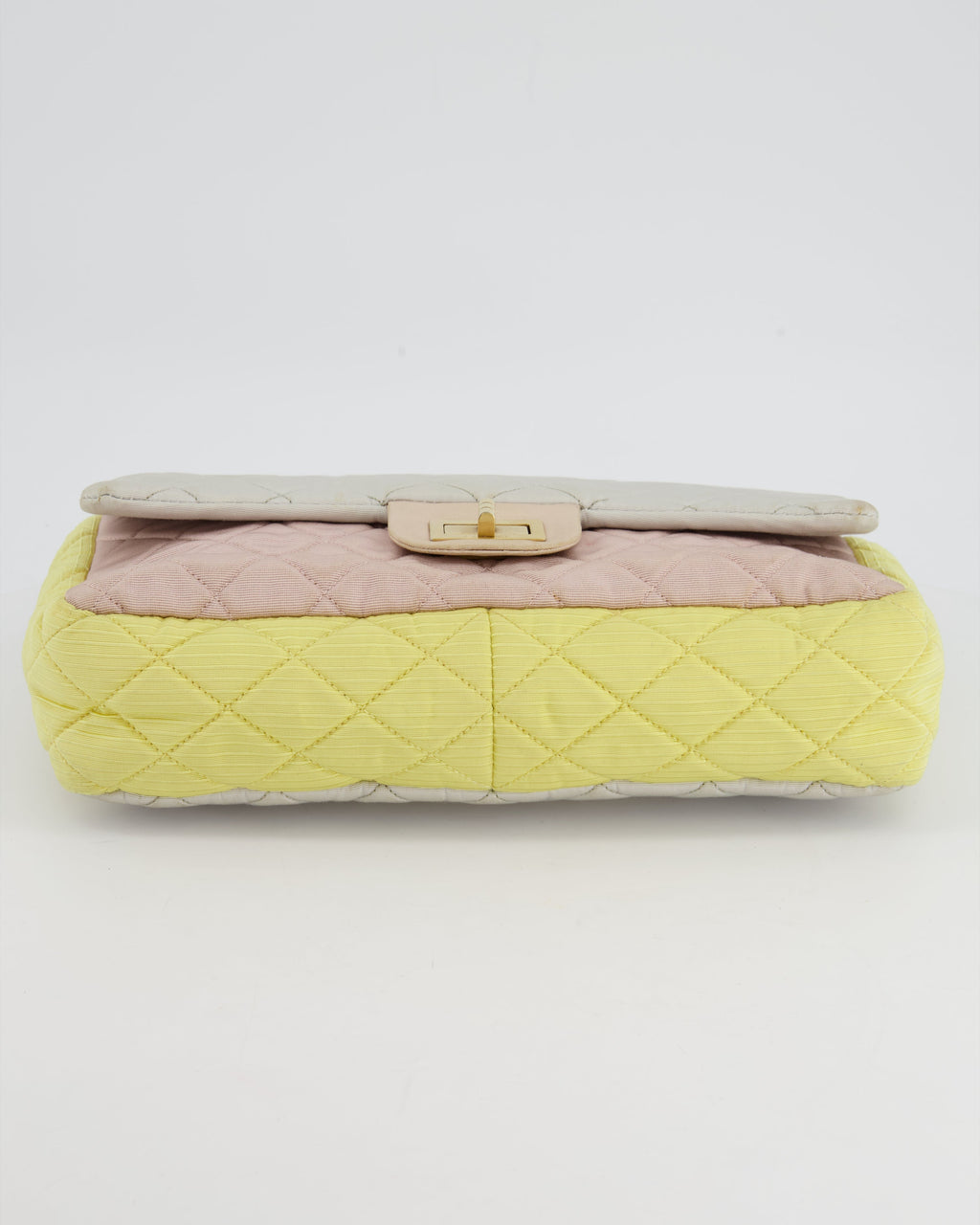 Chanel Large Jersey Reissue Pastel Yellow, Grey and Pink with Antique Gold Hardware