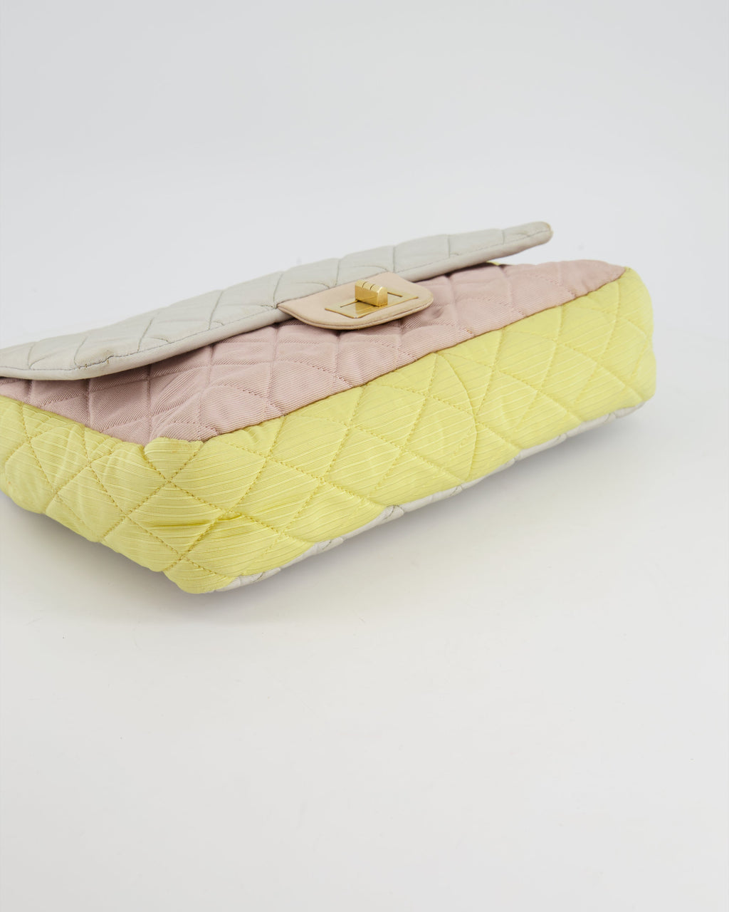 Chanel Large Jersey Reissue Pastel Yellow, Grey and Pink with Antique Gold Hardware