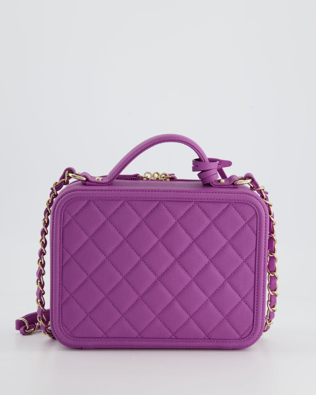 Chanel Purple CC Vanity Case Bag in Caviar Leather with Champagne Gold Hardware