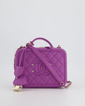 Chanel Purple CC Vanity Case Bag in Caviar Leather with Champagne Gold Hardware