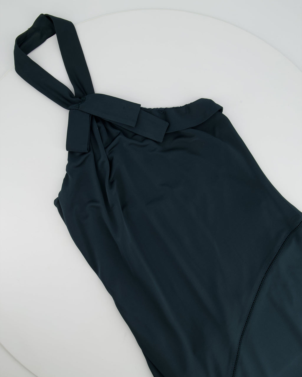Gucci Green Sleeveless Bow Neck Dress with Cutout Line Details Size IT 40 (UK 8)