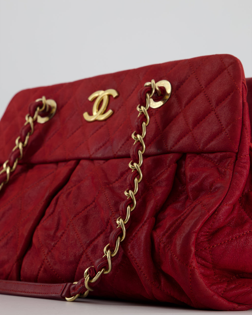 Chanel Burgundy Mademoiselle Shoulder Bag in Nubuck Leather and Gold Hardware