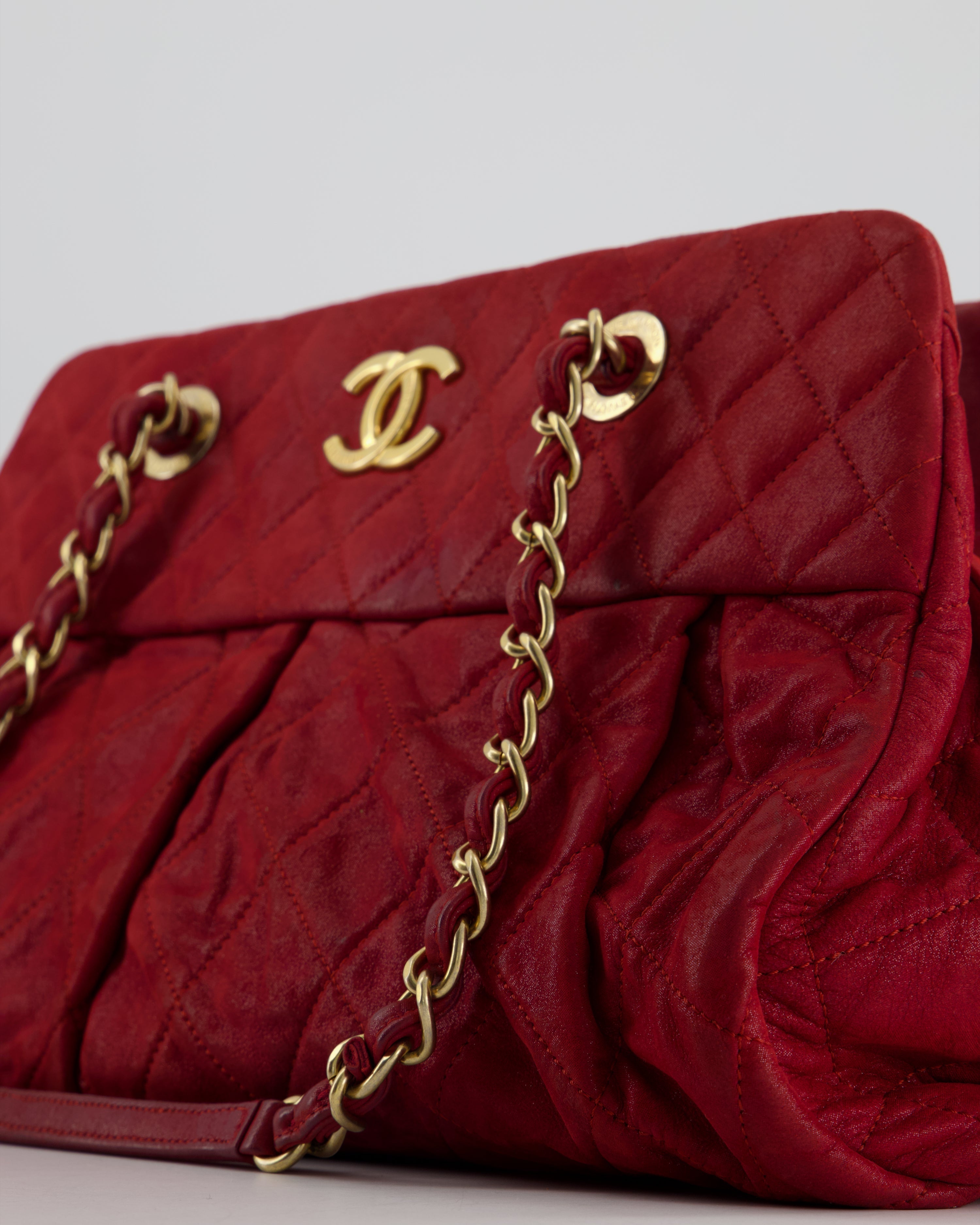 Chanel Burgundy Mademoiselle Shoulder Bag in Nubuck Leather and Gold Hardware