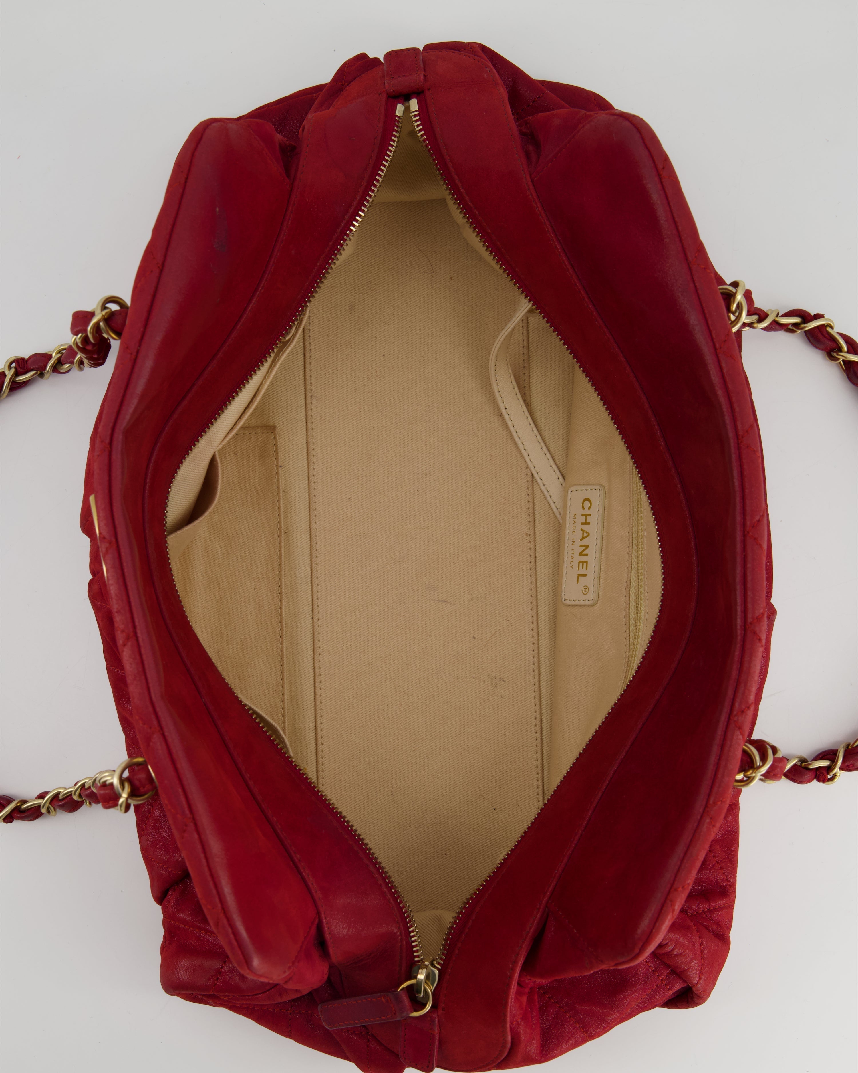Chanel Burgundy Mademoiselle Shoulder Bag in Nubuck Leather and Gold Hardware