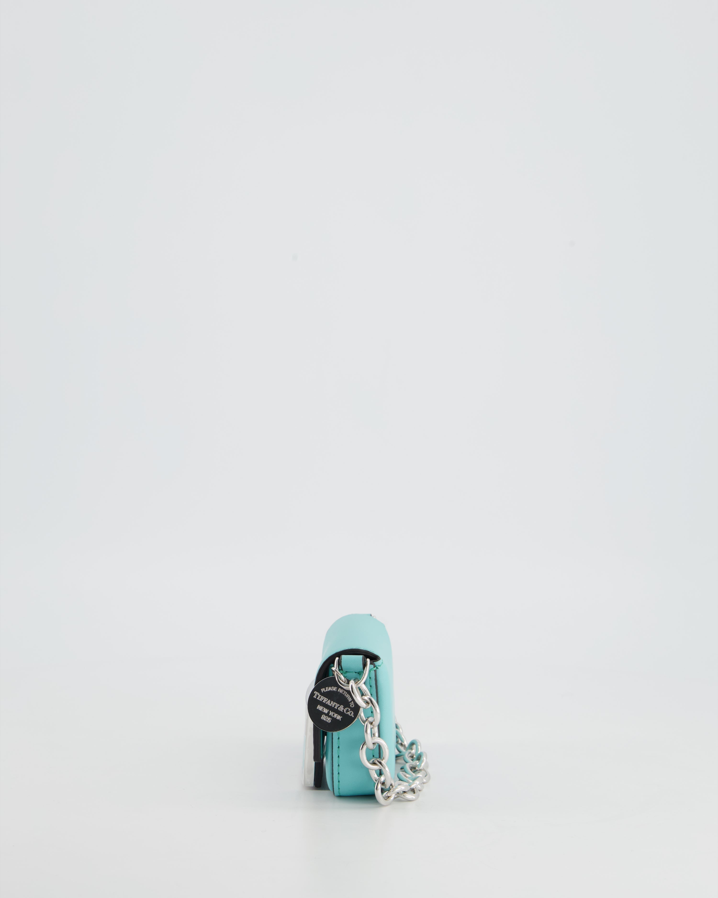 Fendi x Tiffany&Co Tiffany Blue Leather Nano Baguette Bag with Sterling Silver Hardware and Tiffany Tag
