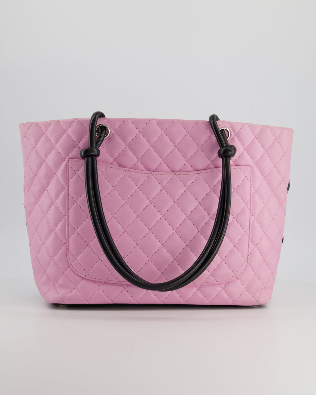 Chanel Pink Cambon CC Knot Quilted Handbag In Lambskin Leather and Silver Hardware