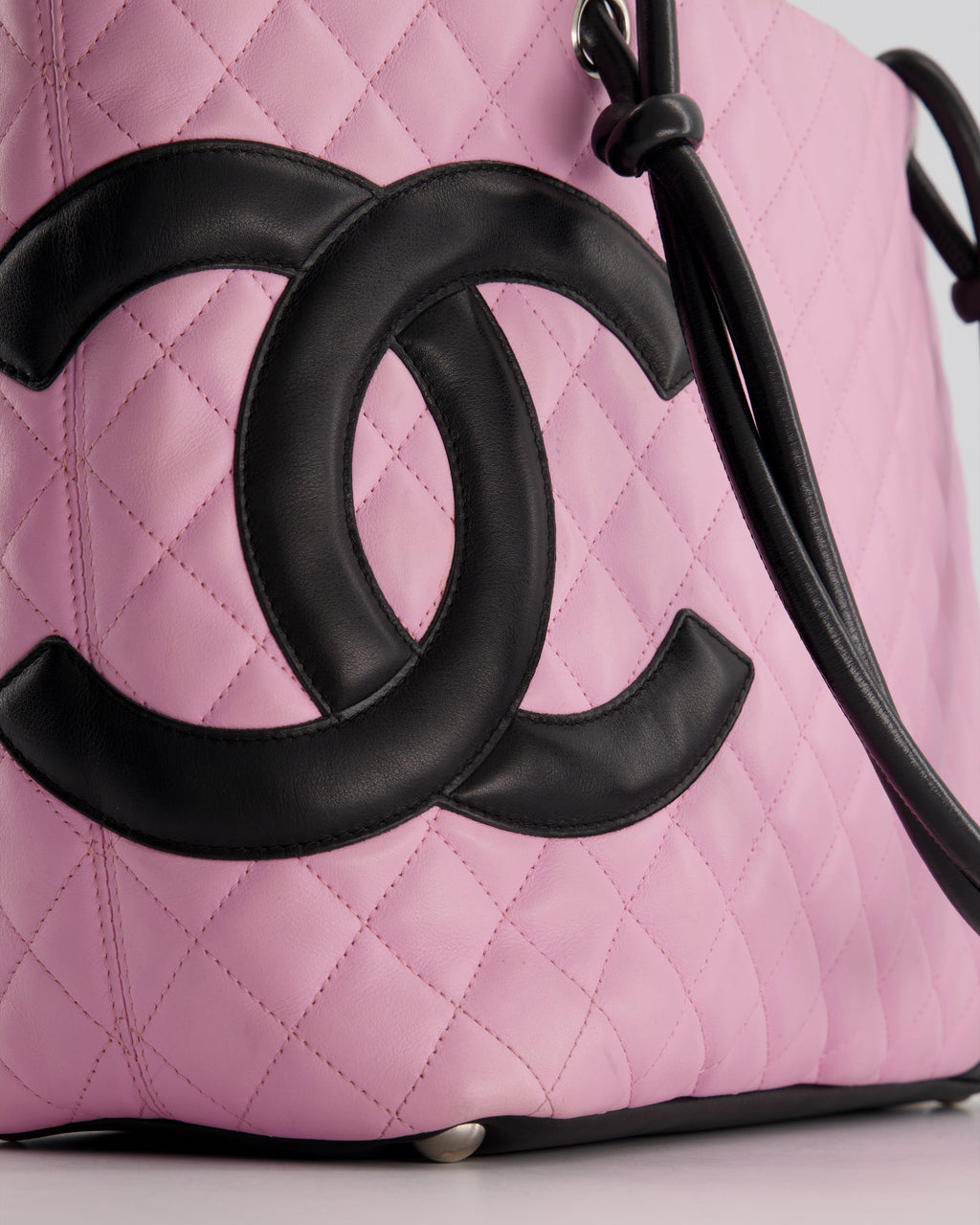 Chanel Pink Cambon CC Knot Quilted Handbag In Lambskin Leather and Silver Hardware