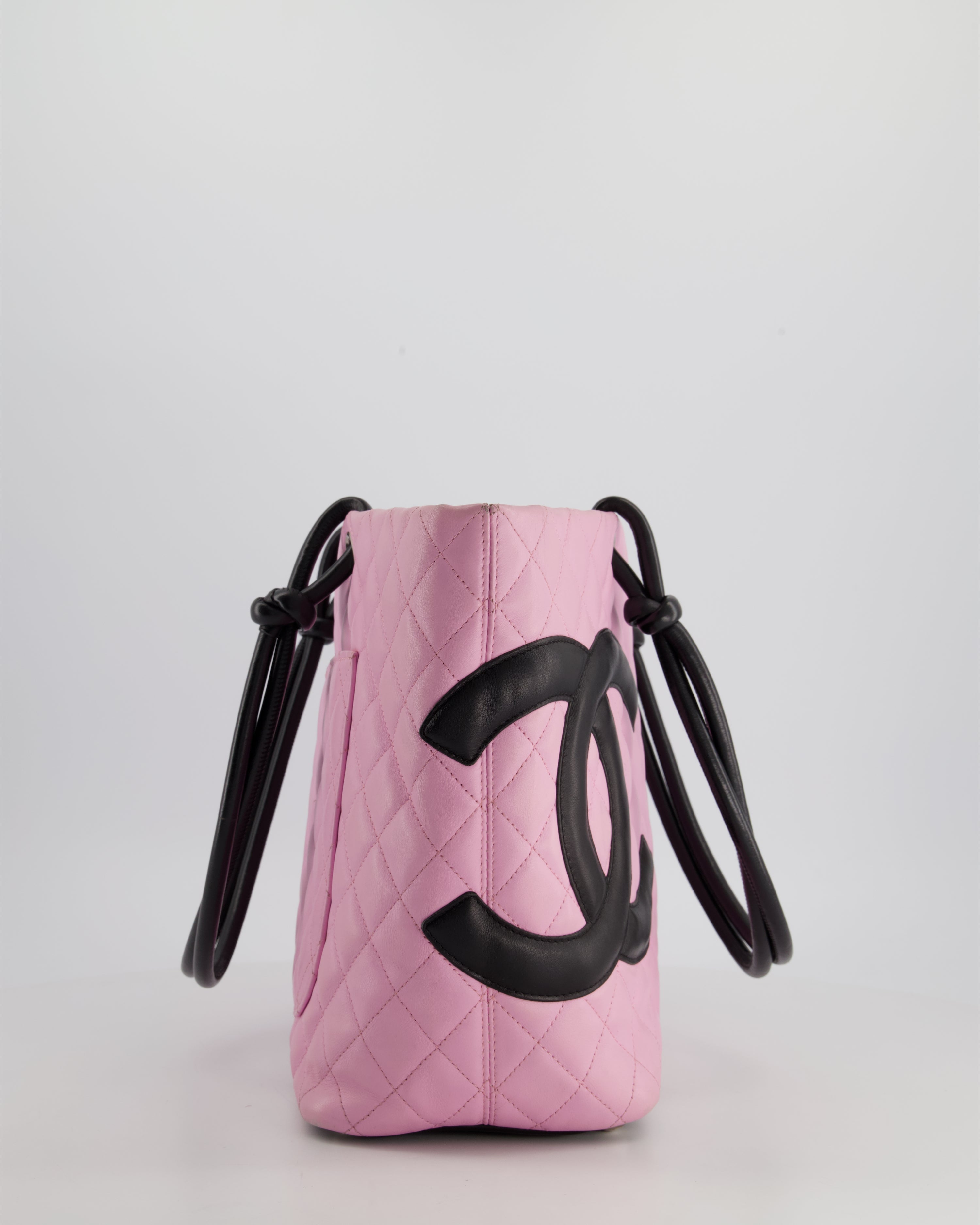 Chanel Pink Cambon CC Knot Quilted Handbag In Lambskin Leather and Silver Hardware