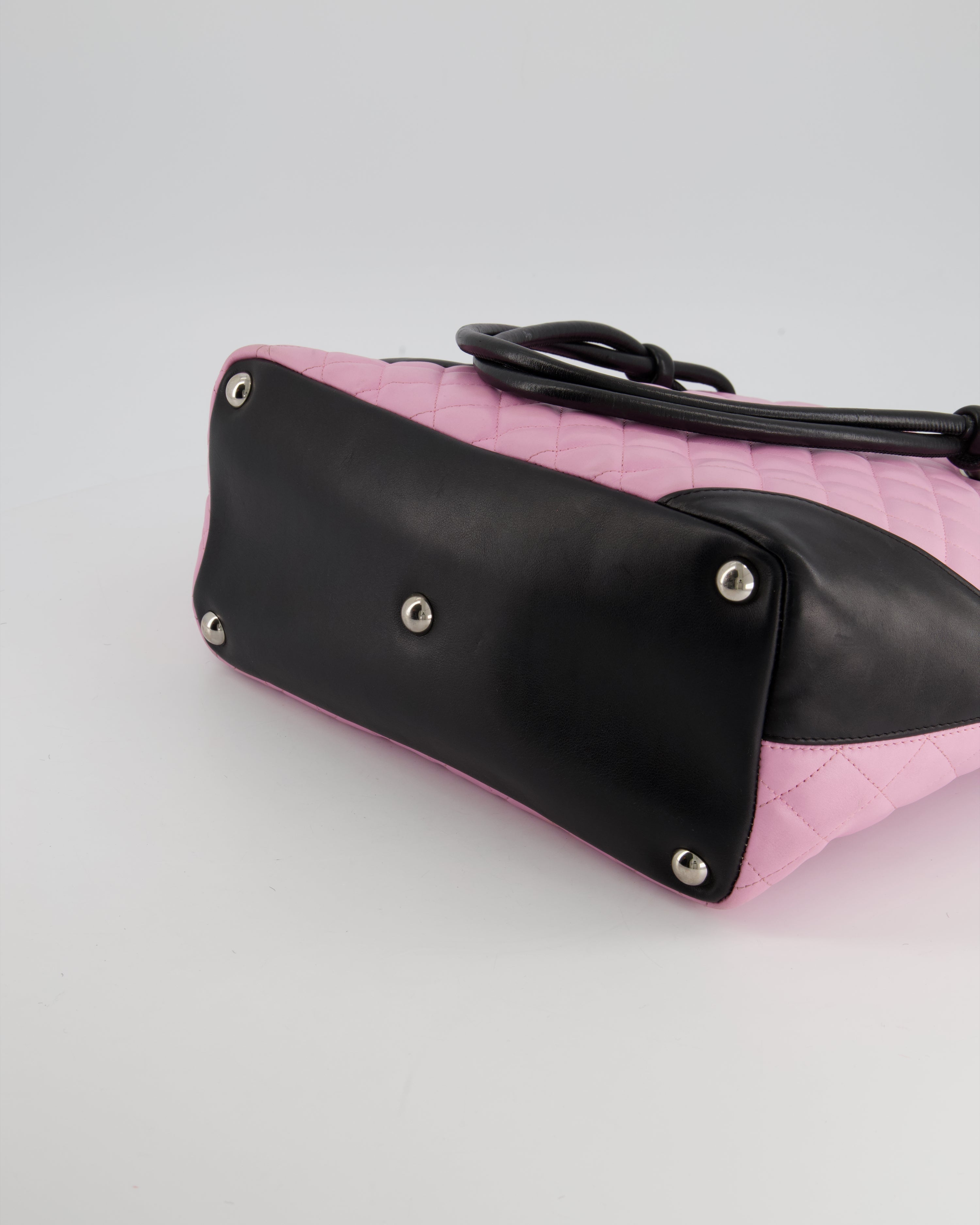 Chanel Pink Cambon CC Knot Quilted Handbag In Lambskin Leather and Silver Hardware