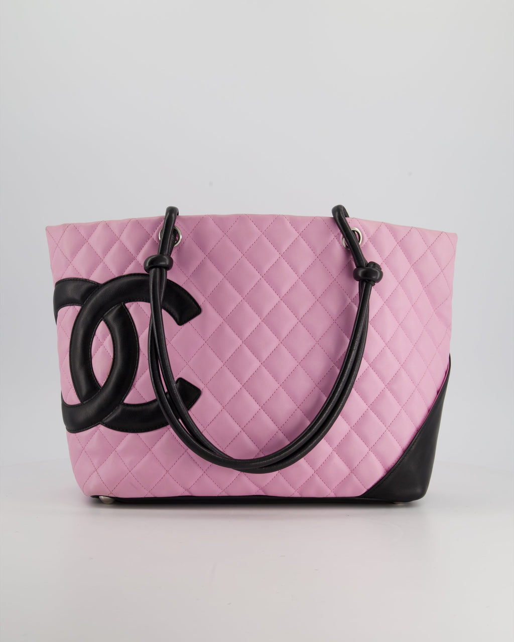 Chanel Pink Cambon CC Knot Quilted Handbag In Lambskin Leather and Silver Hardware
