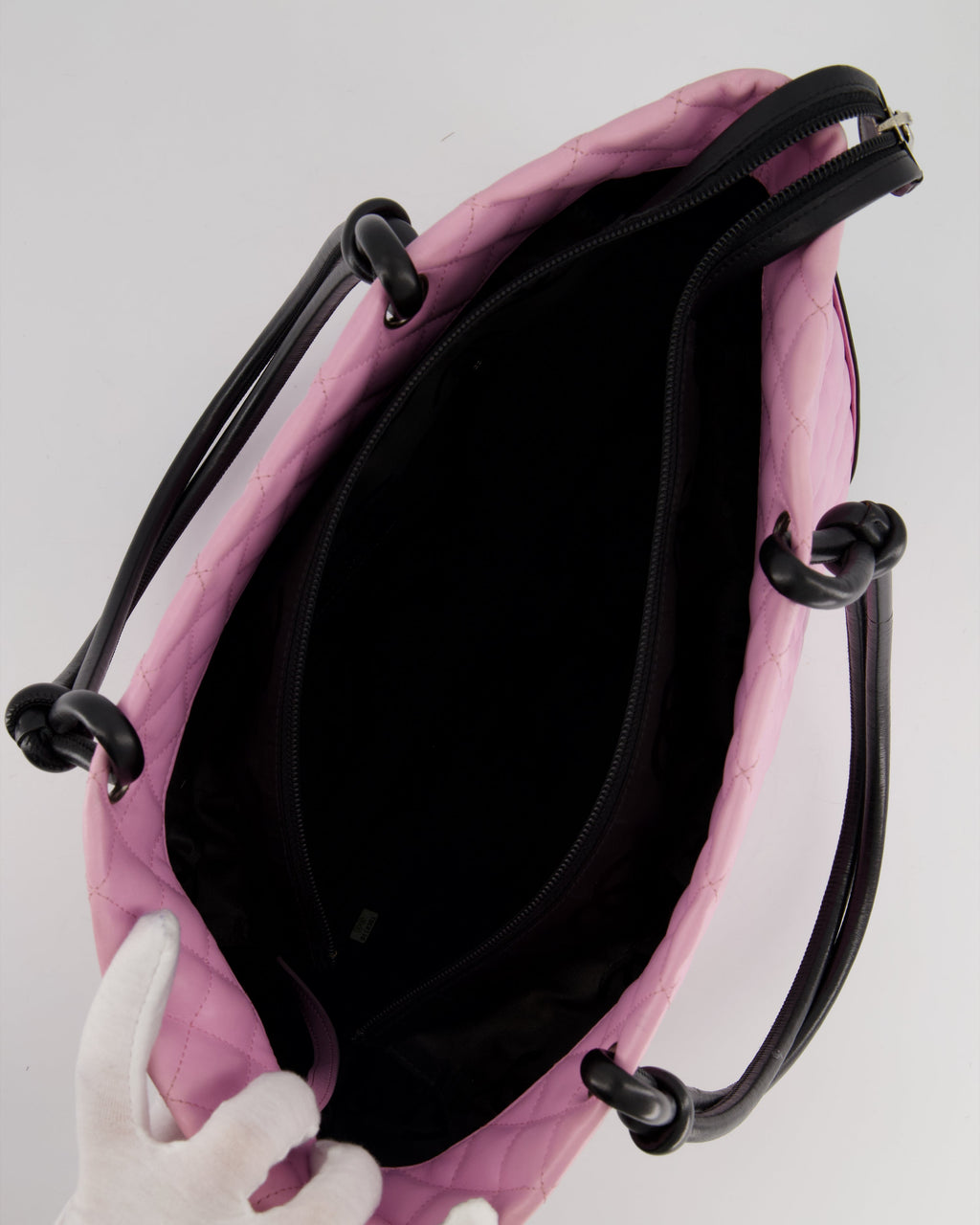 Chanel Pink Cambon CC Knot Quilted Handbag In Lambskin Leather and Silver Hardware
