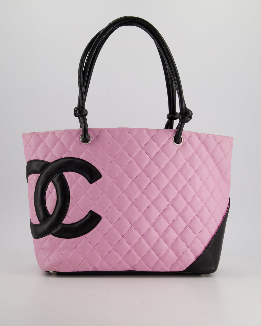 Chanel Pink Cambon CC Knot Quilted Handbag In Lambskin Leather and Silver Hardware
