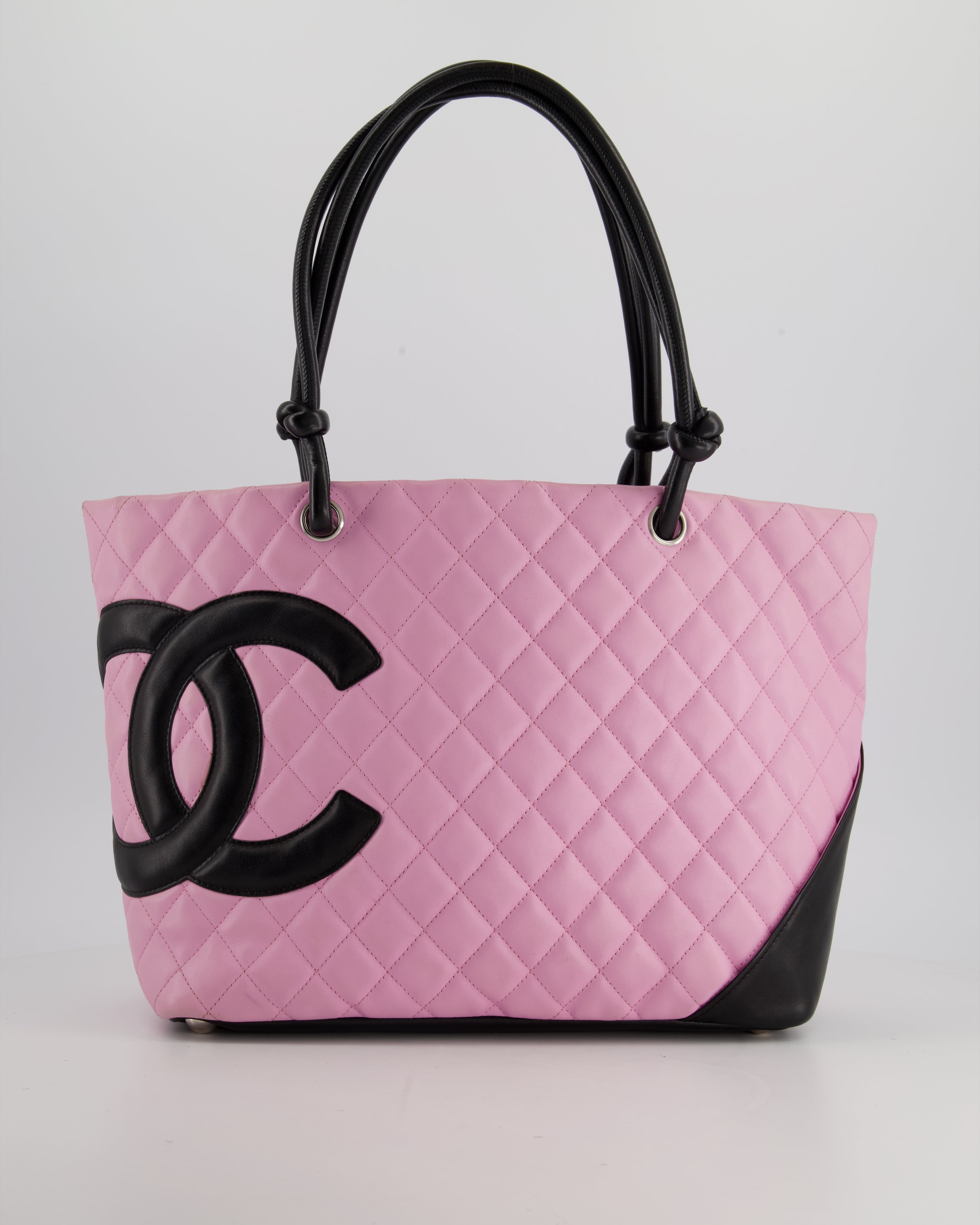 Chanel Pink Cambon CC Knot Quilted Handbag In Lambskin Leather and Silver Hardware