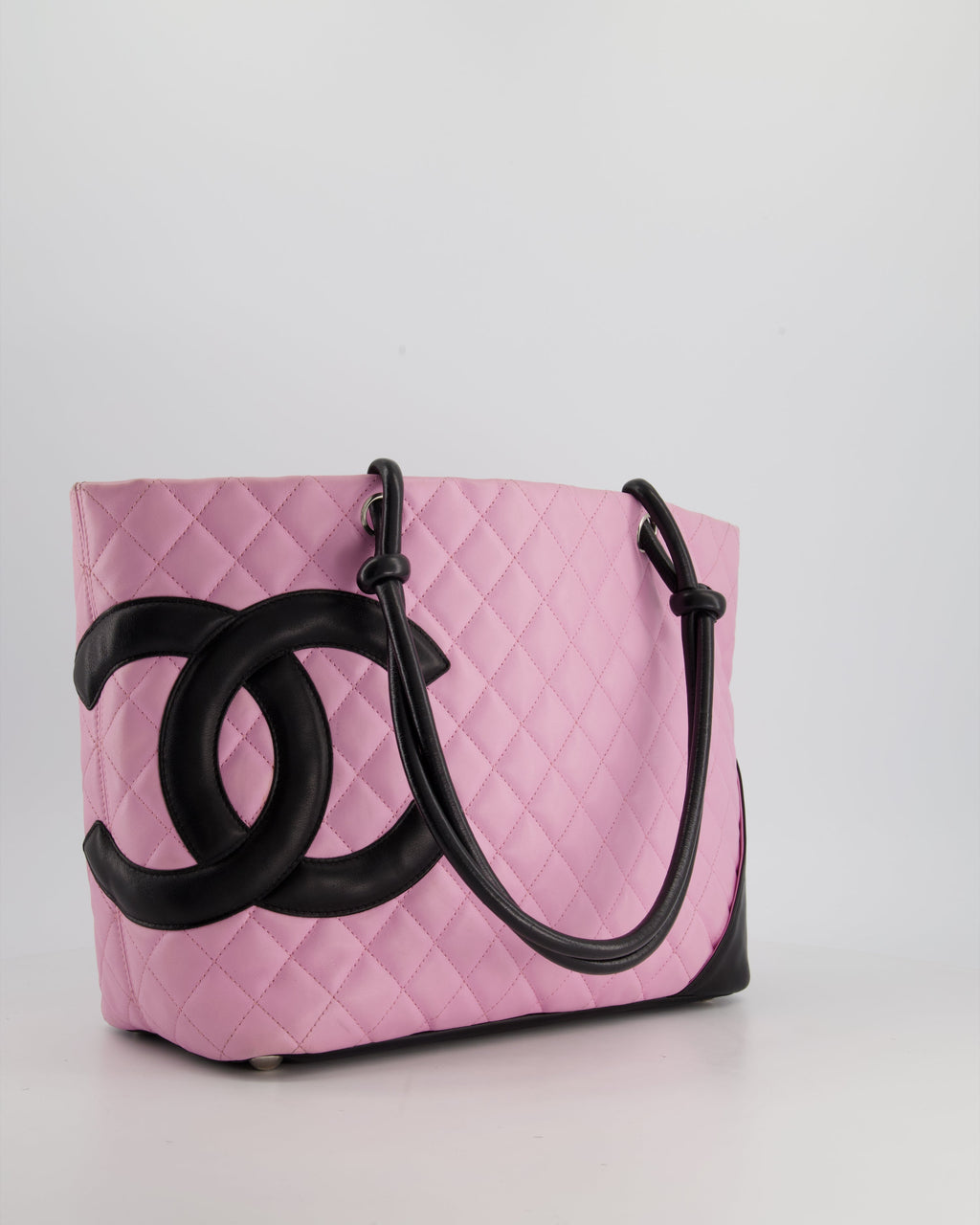 Chanel Pink Cambon CC Knot Quilted Handbag In Lambskin Leather and Silver Hardware