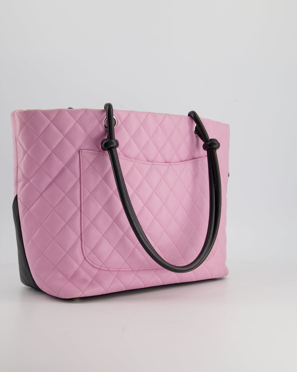 Chanel Pink Cambon CC Knot Quilted Handbag In Lambskin Leather and Silver Hardware