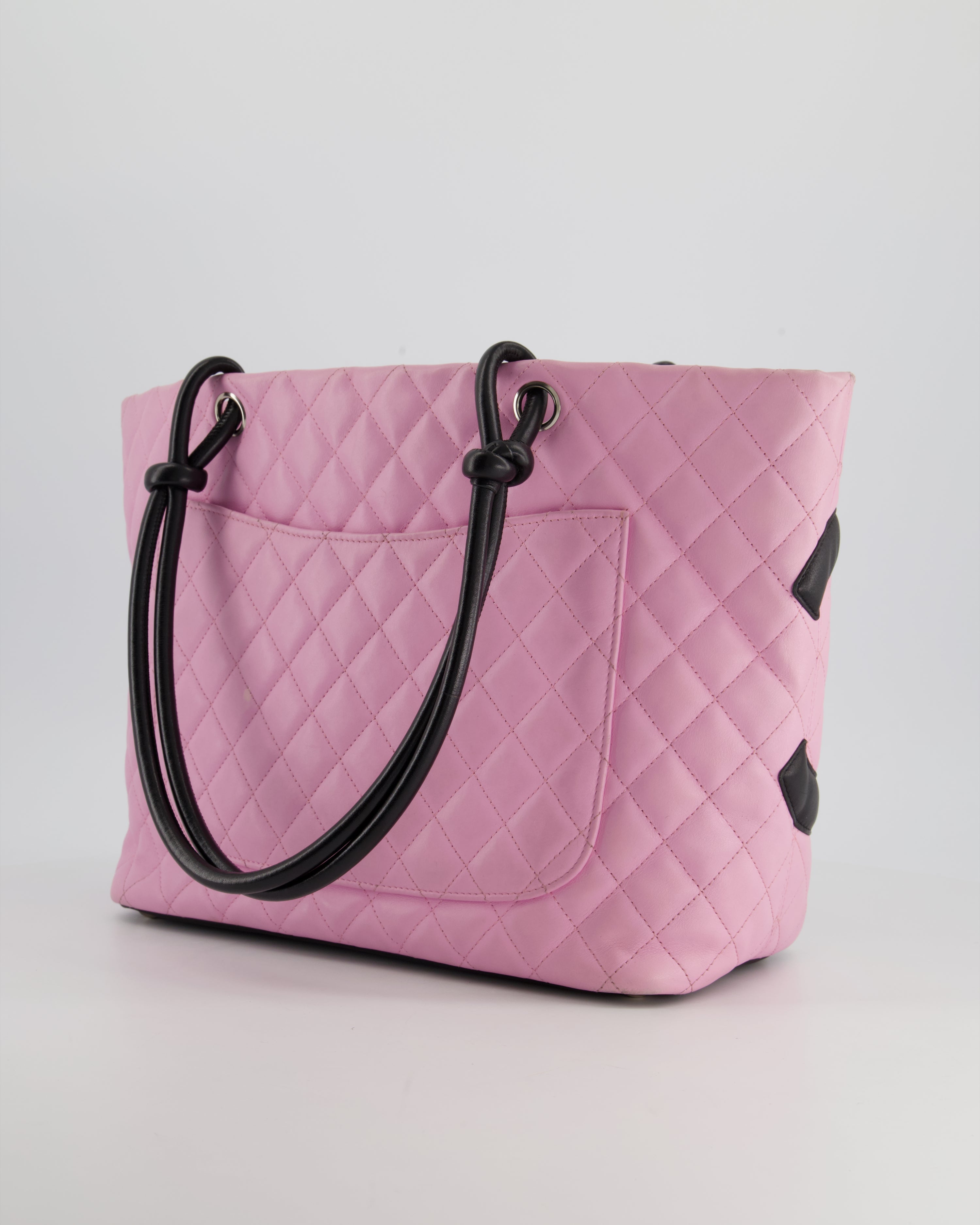 Chanel Pink Cambon CC Knot Quilted Handbag In Lambskin Leather and Silver Hardware
