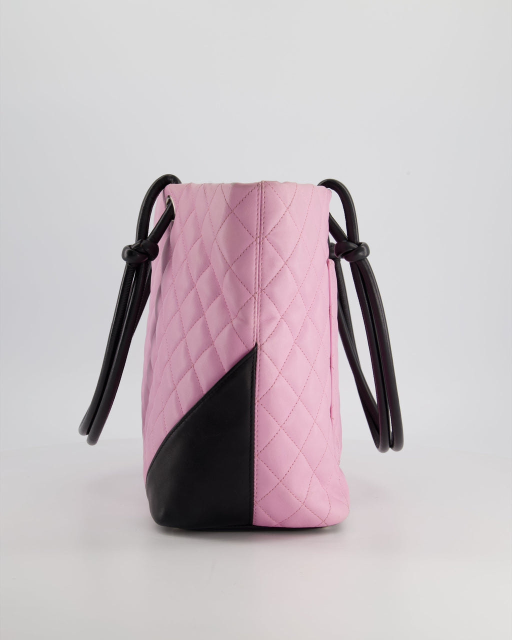 Chanel Pink Cambon CC Knot Quilted Handbag In Lambskin Leather and Silver Hardware