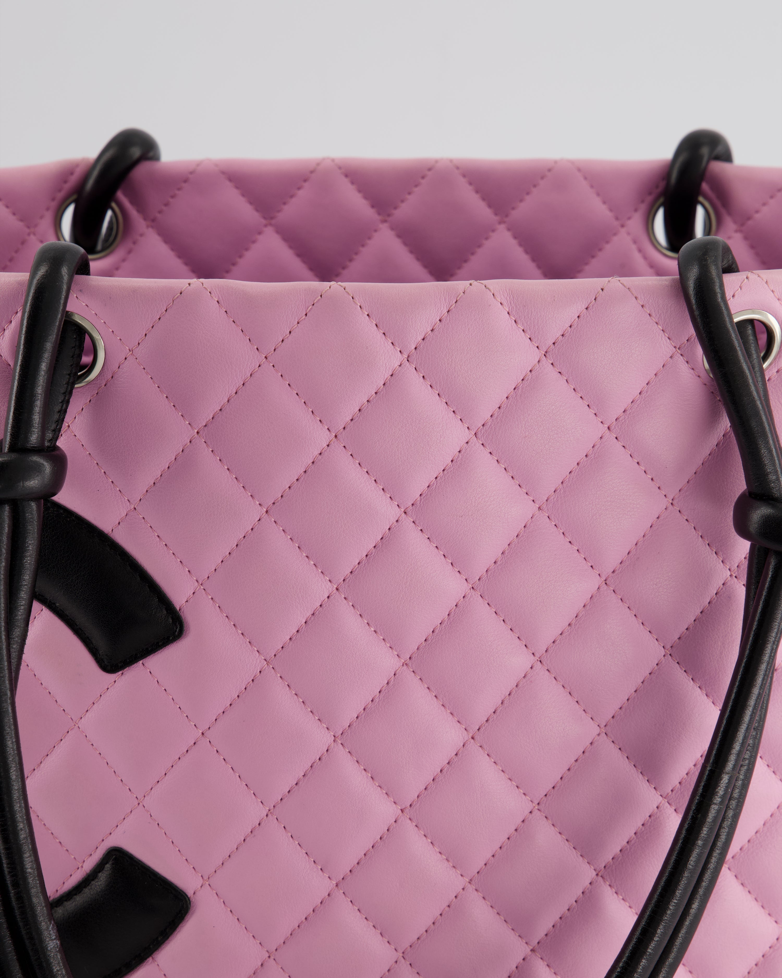 Chanel Pink Cambon CC Knot Quilted Handbag In Lambskin Leather and Silver Hardware