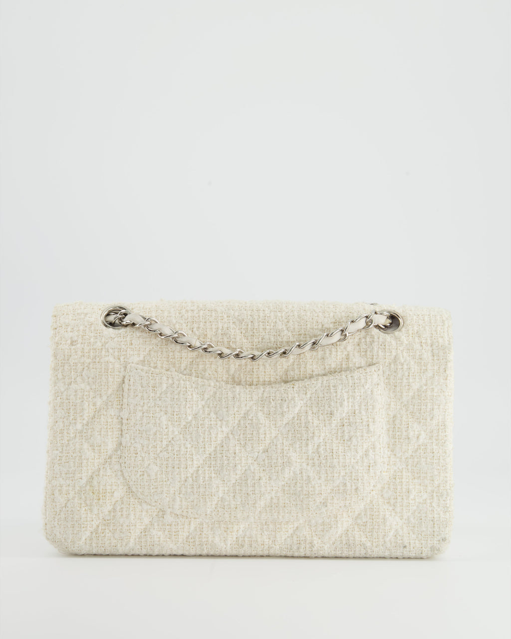 Chanel Vintage White Tweed Classic Double Flap Bag with Silver Hardware RRP - £8,530