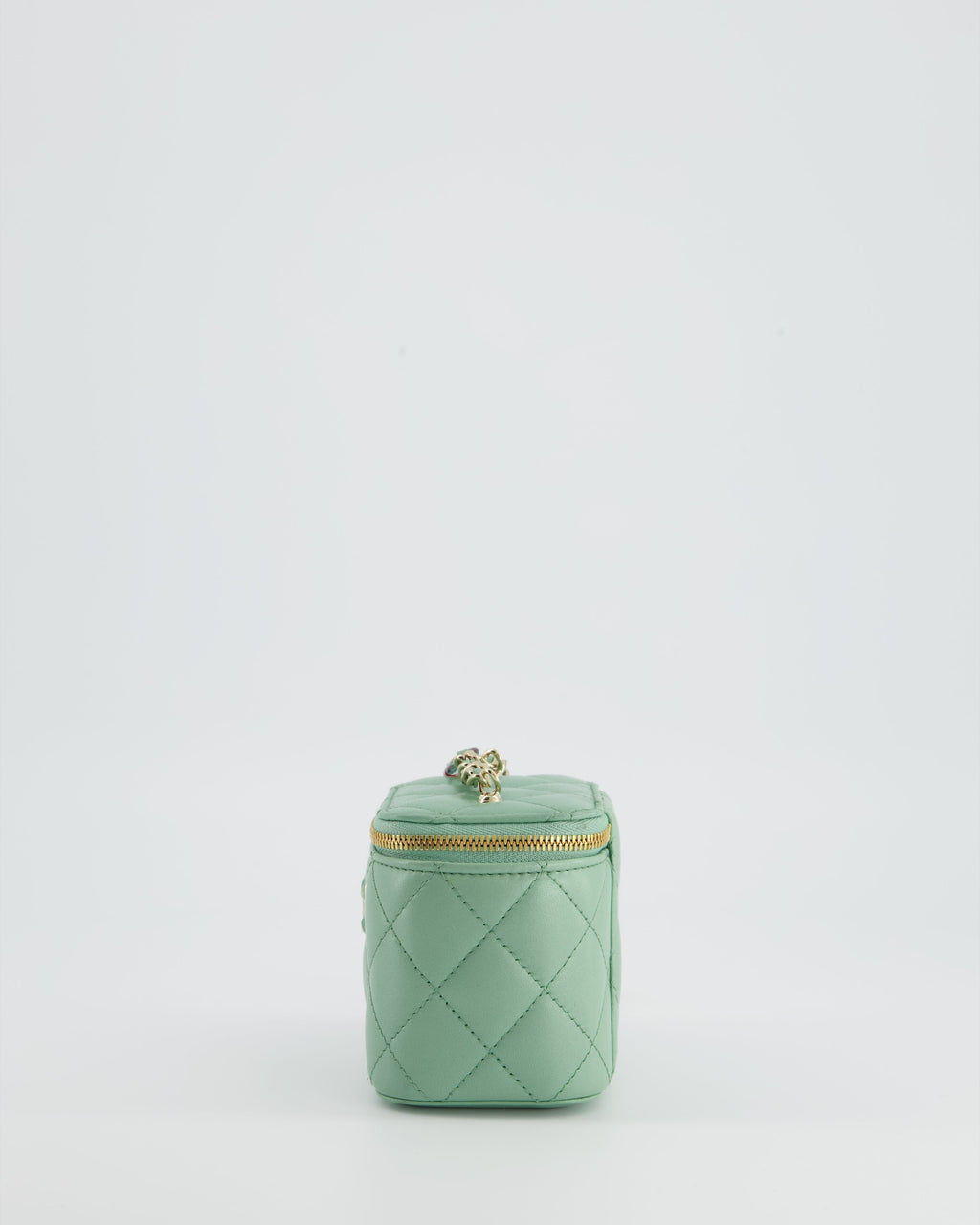 Chanel Pistachio Green Coco Crush Mini Vanity Bag in Lambskin Leather with Champagne Gold & Green Enamel Hardware