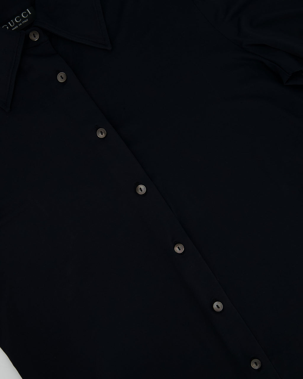 Gucci Navy Long Sleeve Stretch Shirt with Pearl Button Details IT 42 (UK 10)