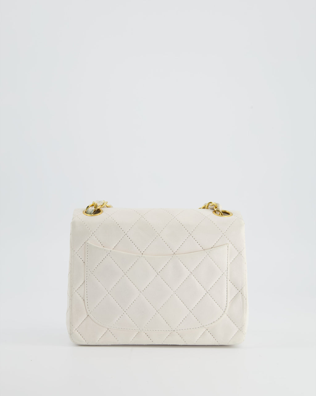 Chanel Vintage White Mini Square Bag in Lambskin Leather with 24K Gold Hardware