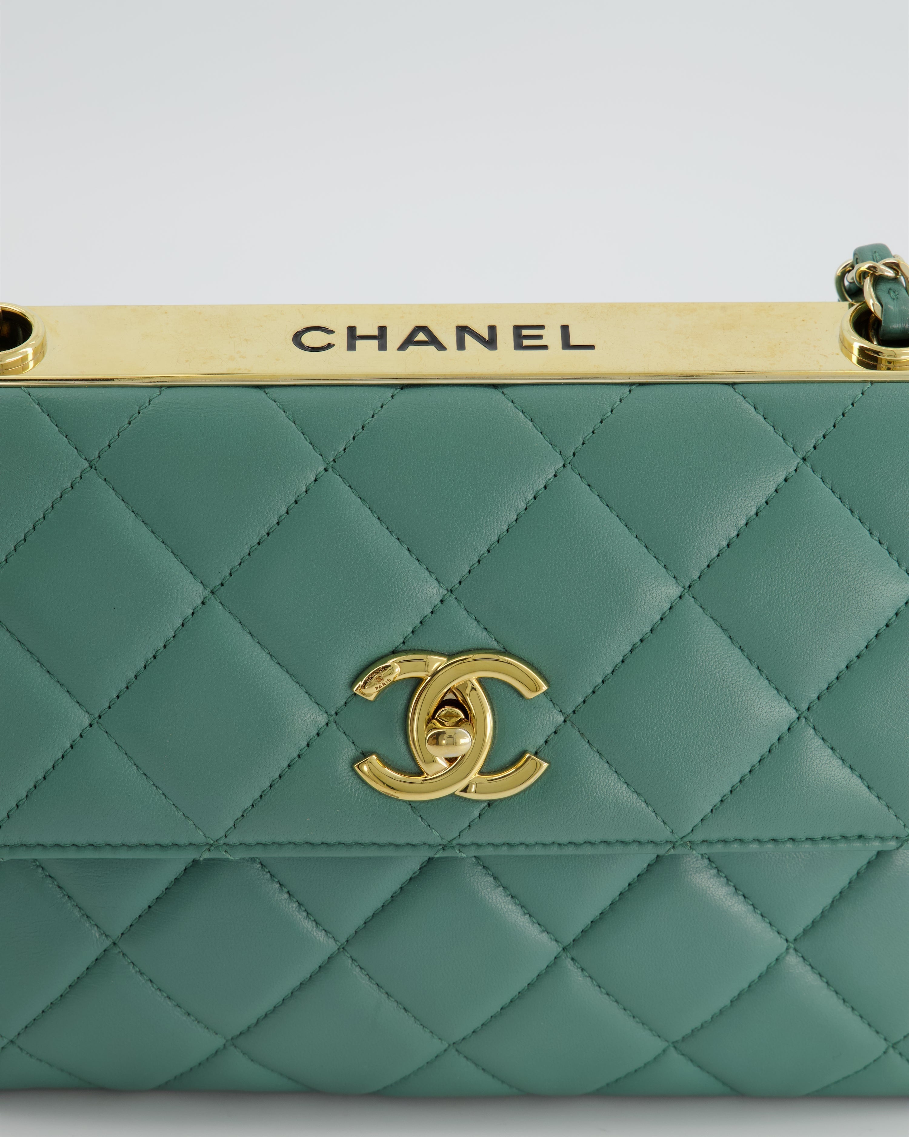 Chanel Teal Trendy CC Shoulder Bag in Lambskin Leather with Gold Hardware