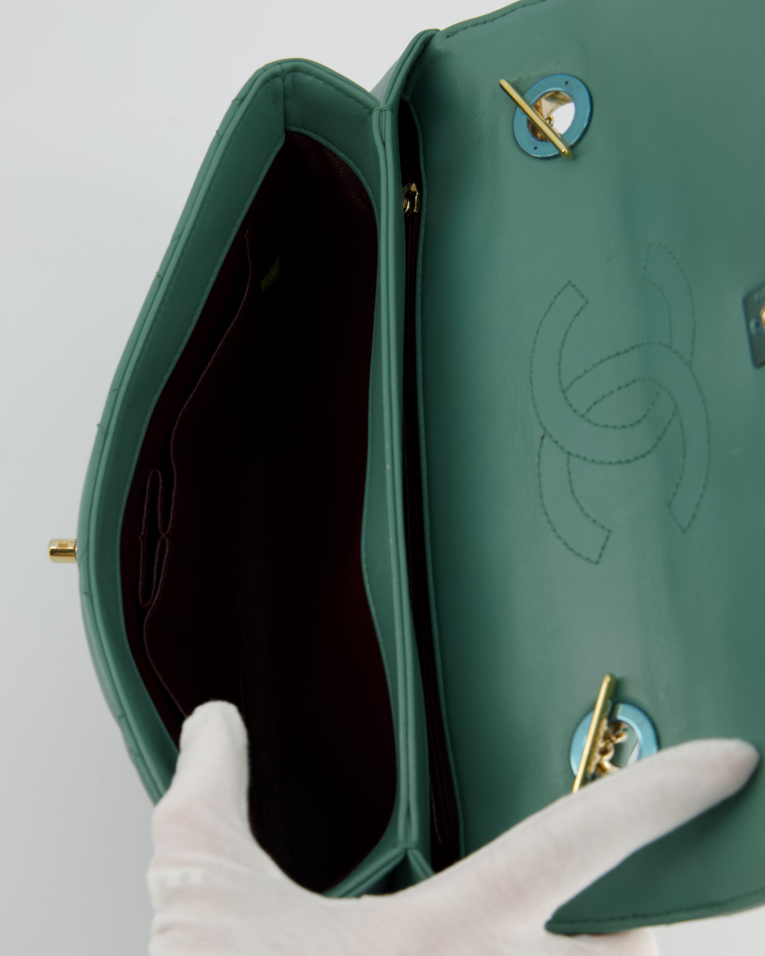 Chanel Teal Trendy CC Shoulder Bag in Lambskin Leather with Gold Hardware